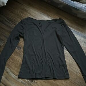 Cropped long sleeve tee with cutout and flared sleeves